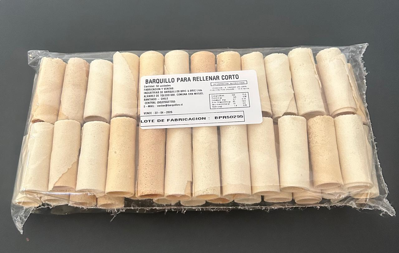 Barquillo Corto Para Rellenar X50