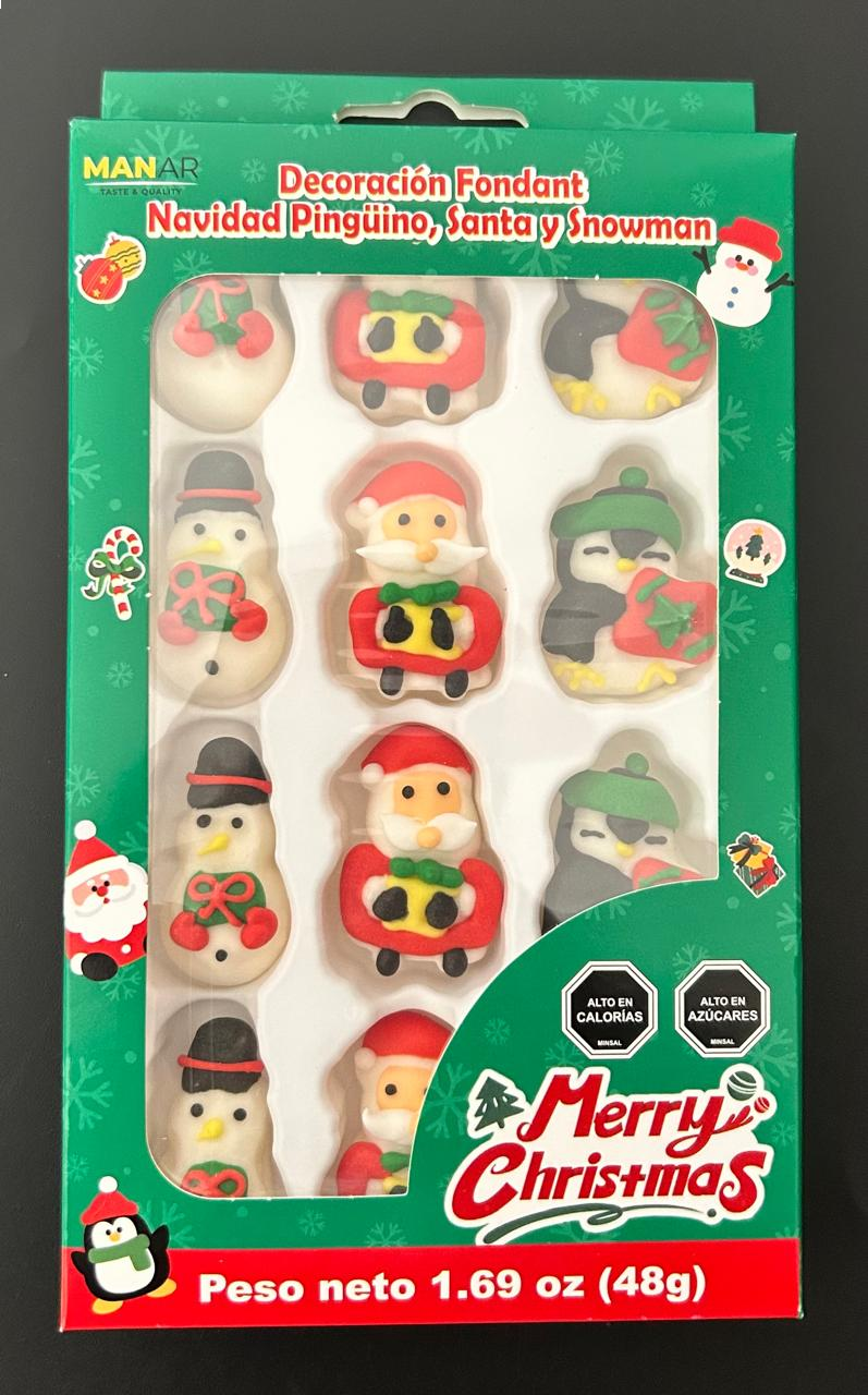 Decoracion Fondant Pinguino Y Santa X12