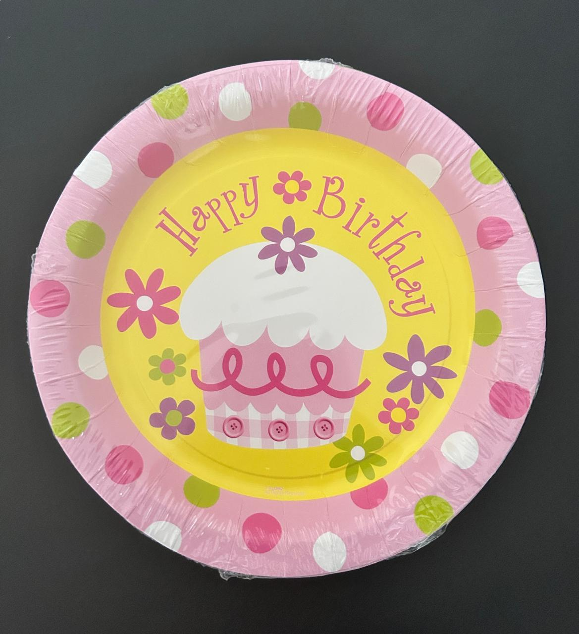 Plato Torta Rosado 8 Unidades