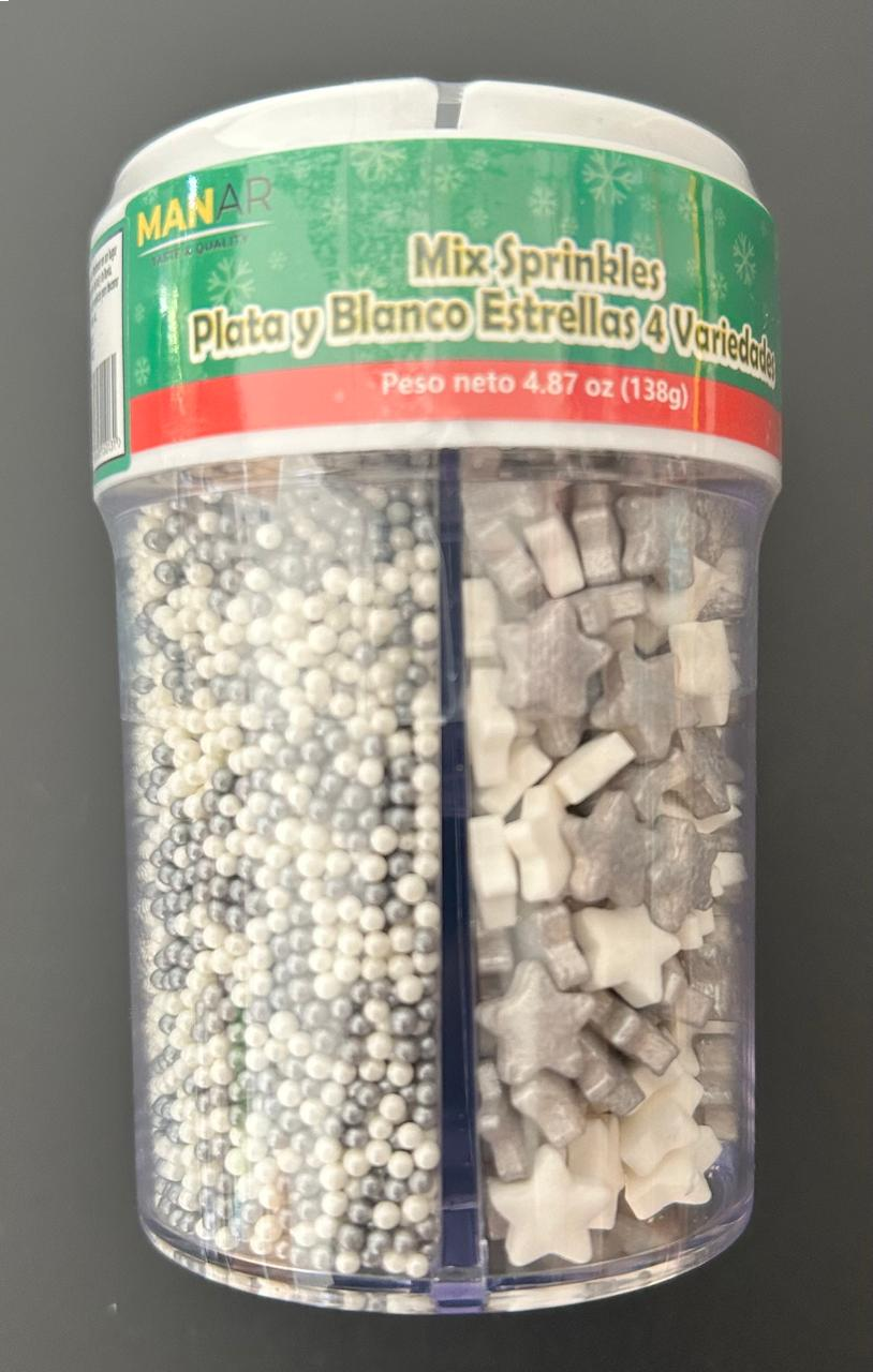Sprinkles Plata Estrella Y Blanca 80grs